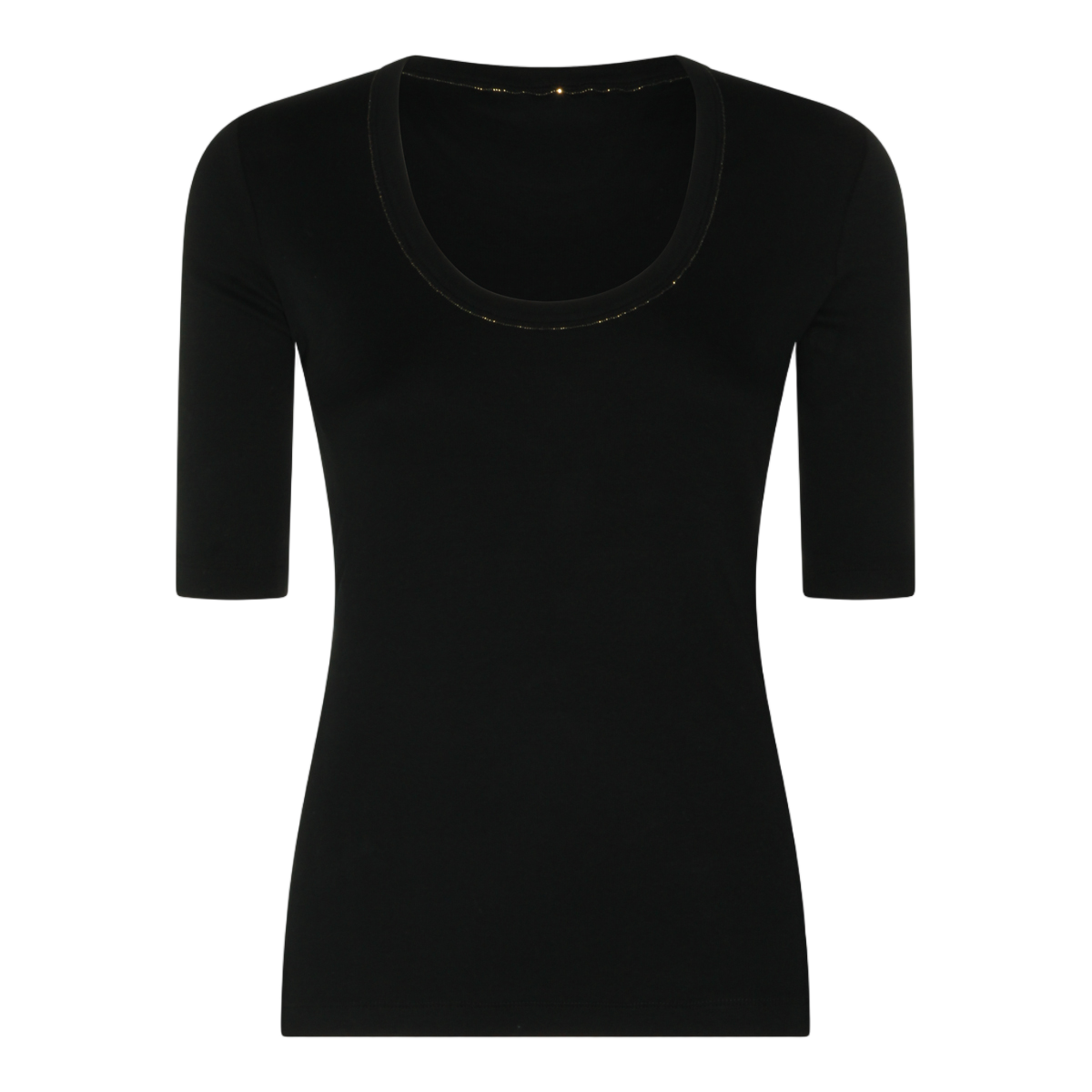 Fabiana Filippi Sleek Fitted Black Top with Scoop Neckline Zwart