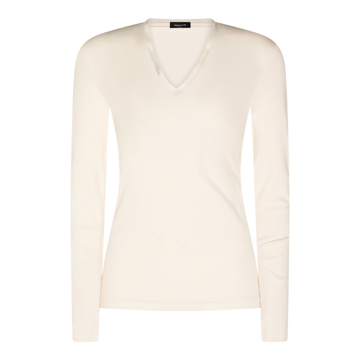 Fabiana Filippi Smooth Long Sleeve Fitted Top Neutraal