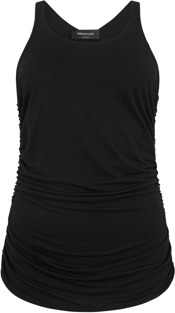 Fabiana Filippi Black top without sleeves in soft fabric. Zwart