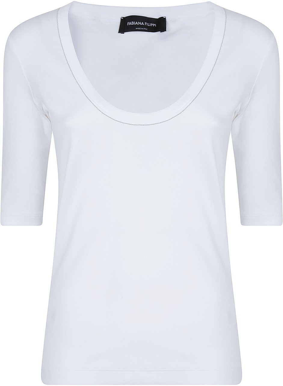 Fabiana Filippi Short Sleeve Sweater White Wit