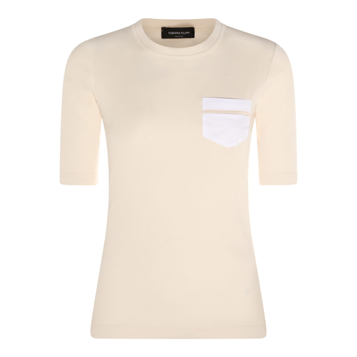 Fabiana Filippi Short-Sleeve T-Shirt with Contrast Pocket Detail Neutraal