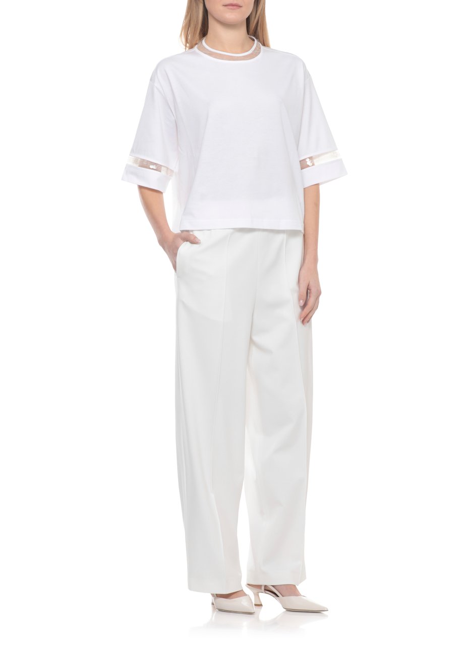 Fabiana Filippi White Sequin Cotton T-Shirt Wit