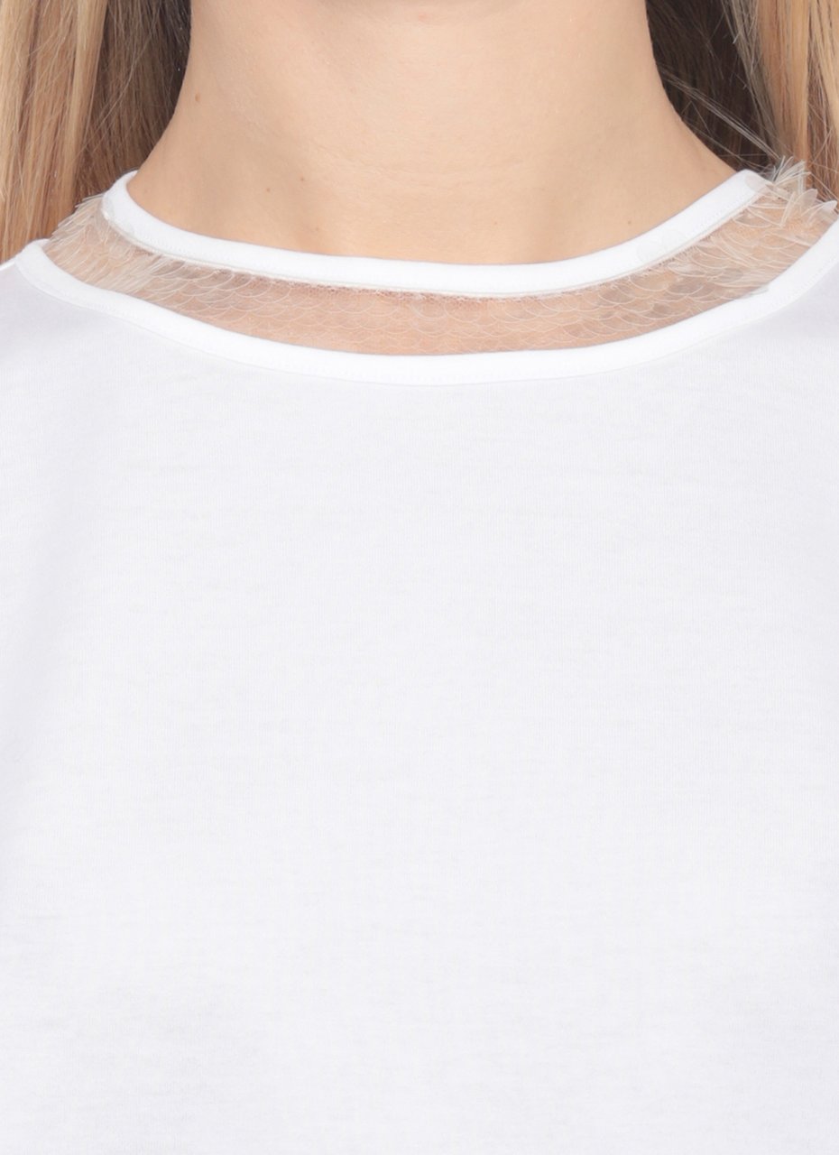 Fabiana Filippi White Sequin Cotton T-Shirt Wit