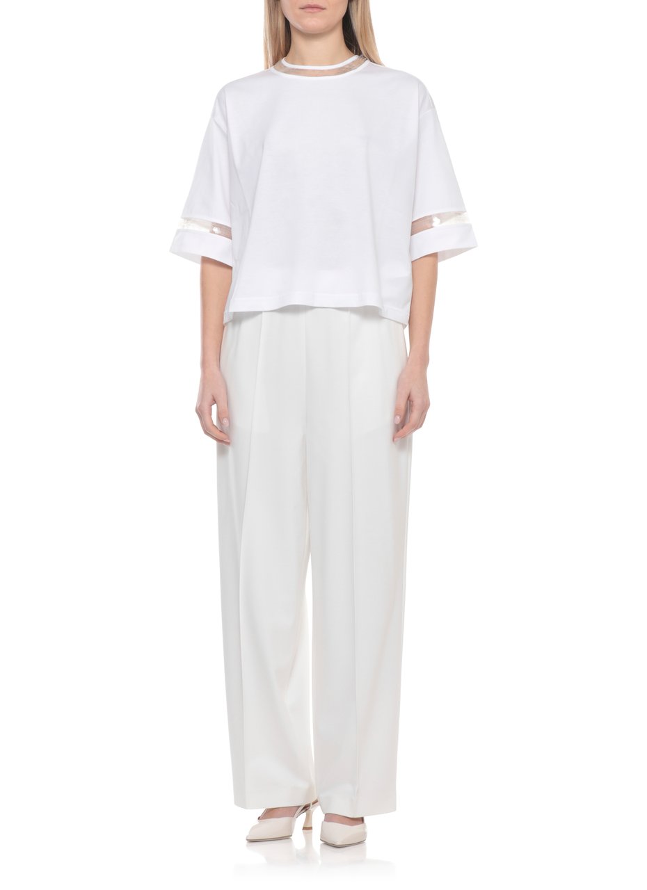 Fabiana Filippi White Sequin Cotton T-Shirt Wit