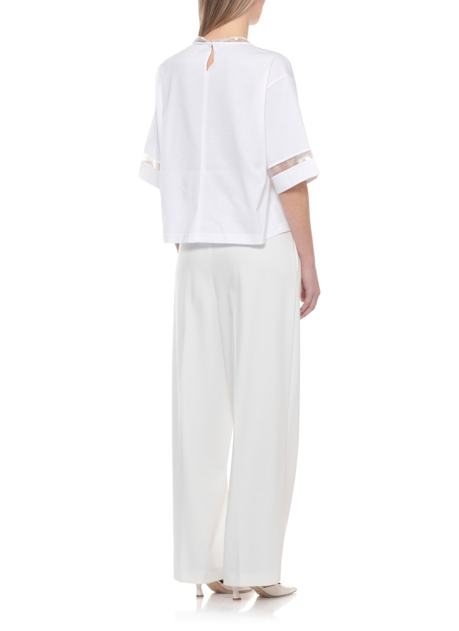 Fabiana Filippi White Sequin Cotton T-Shirt Wit