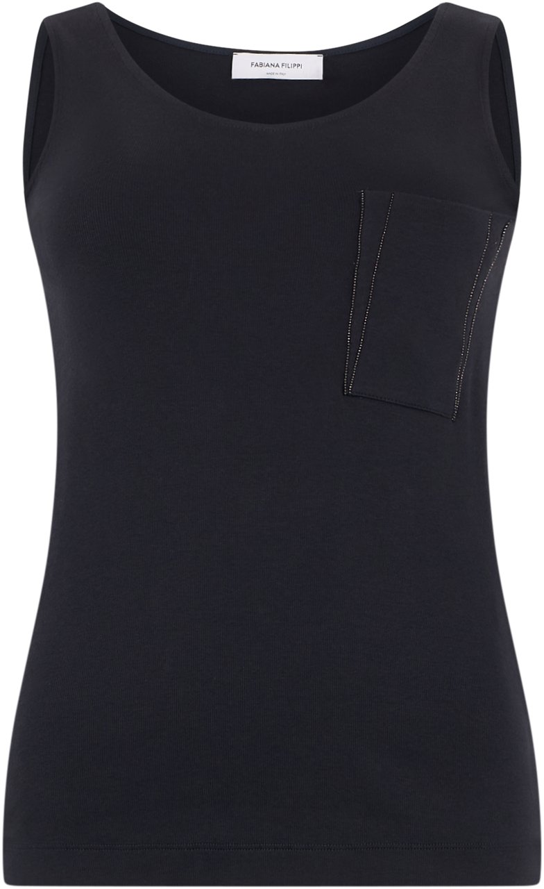 Fabiana Filippi Black sleeveless top, soft and versatile. Zwart