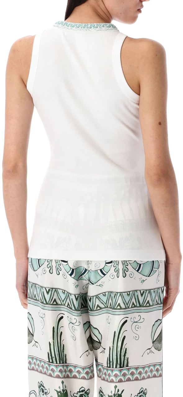 Fabiana Filippi Top Ricamo Collo Bianco Wit