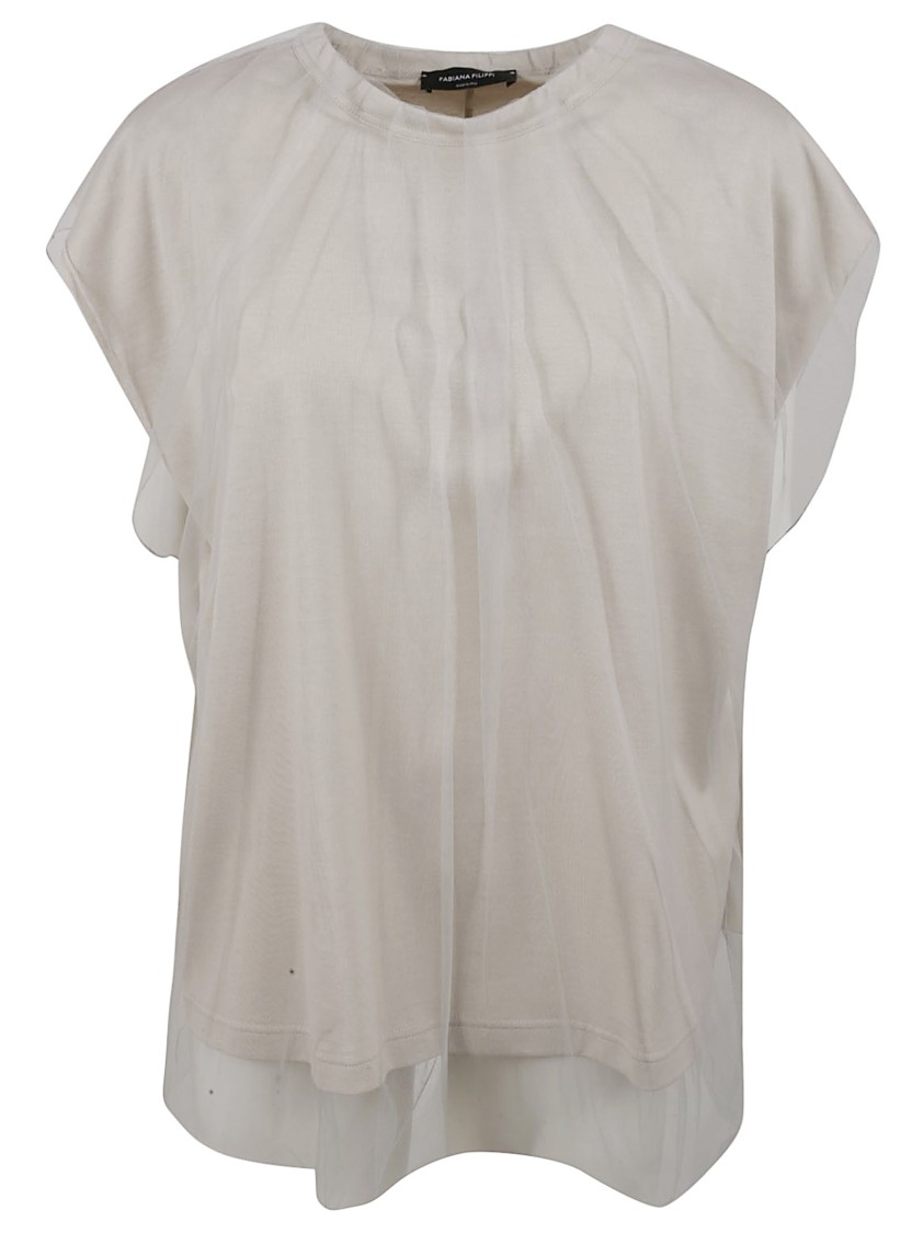 Fabiana Filippi Layered Shirt With Sheer Outer Layer Neutraal