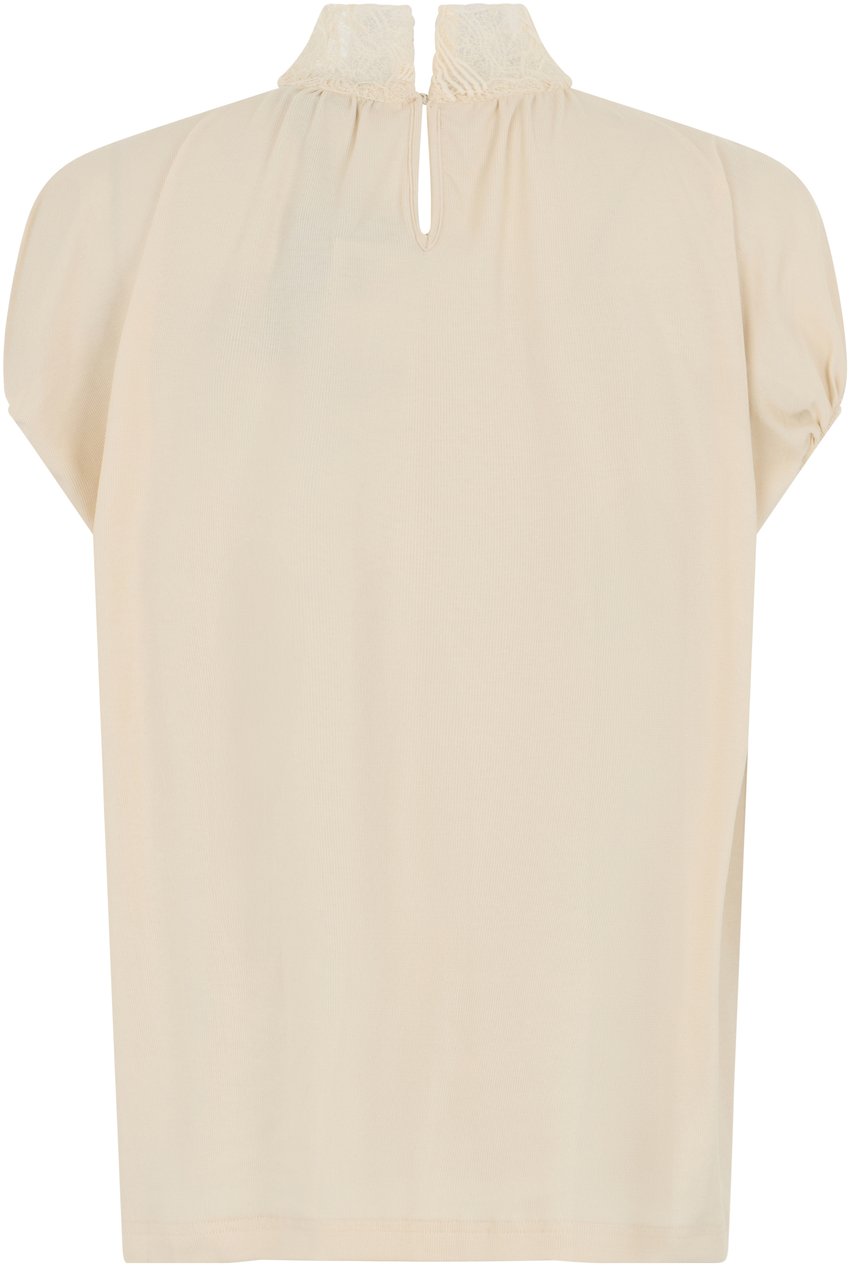 Fabiana Filippi Short-sleeve top with lace details Neutraal