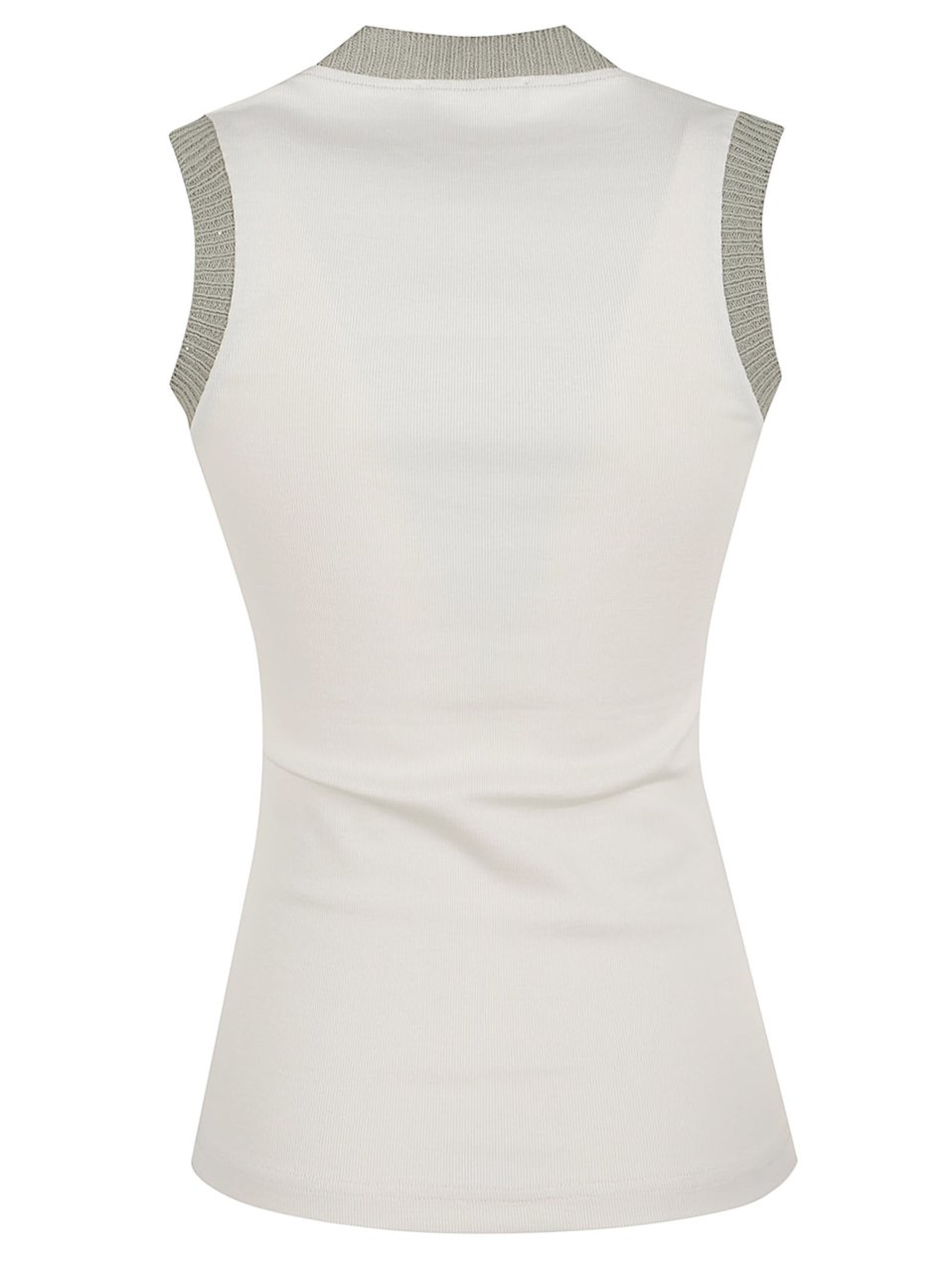 Fabiana Filippi Fitted Sleeveless Top with Ribbed Knit Trim Wit