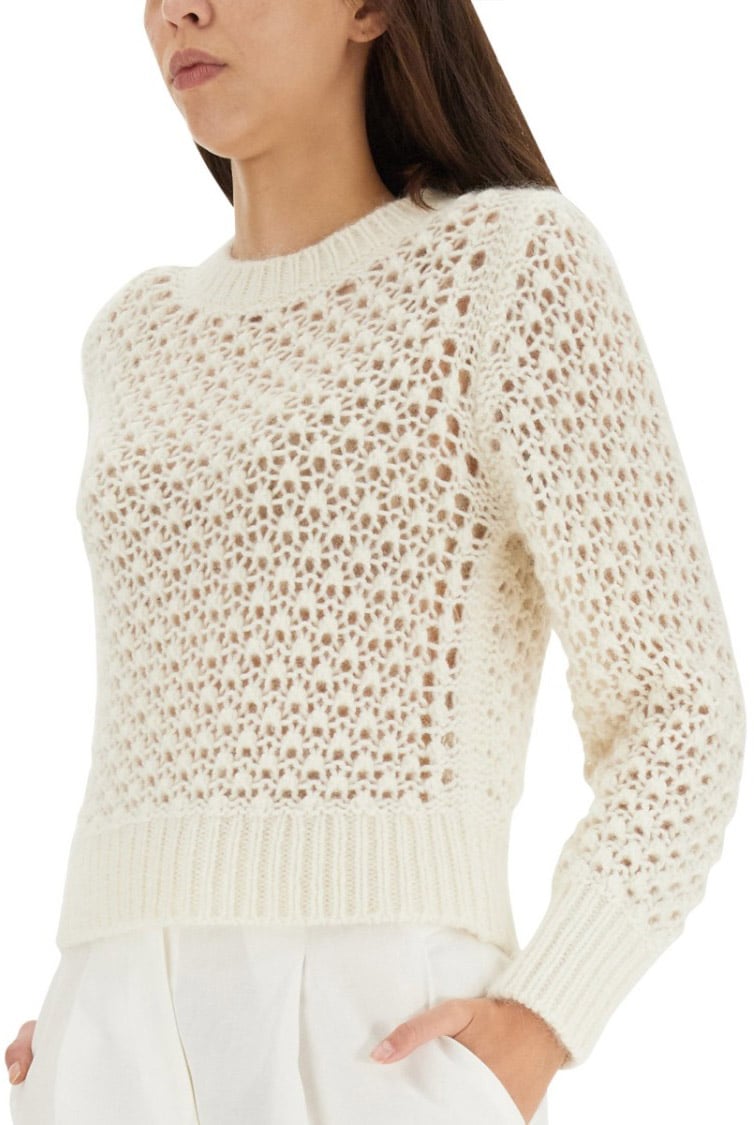 Fabiana Filippi Perforated Mesh Sweater Wit