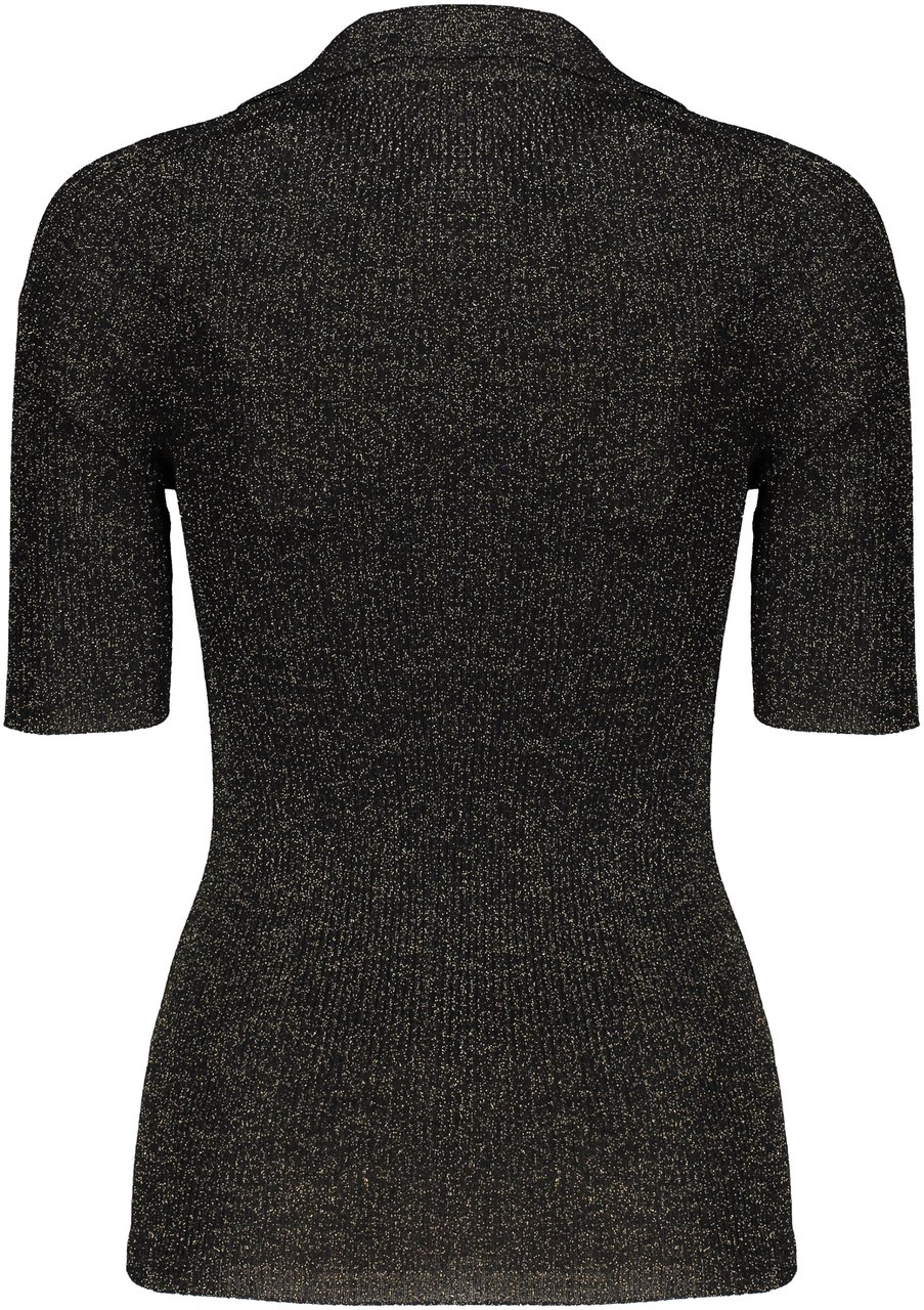 Fabiana Filippi Ribbed knit polo shirt Zwart