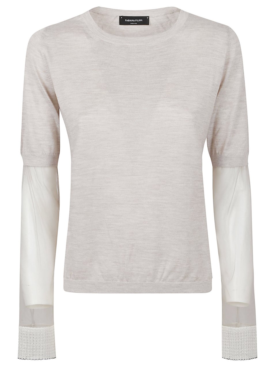 Fabiana Filippi Tulle Cashmere-Blend Short-Sleeve Top Neutraal