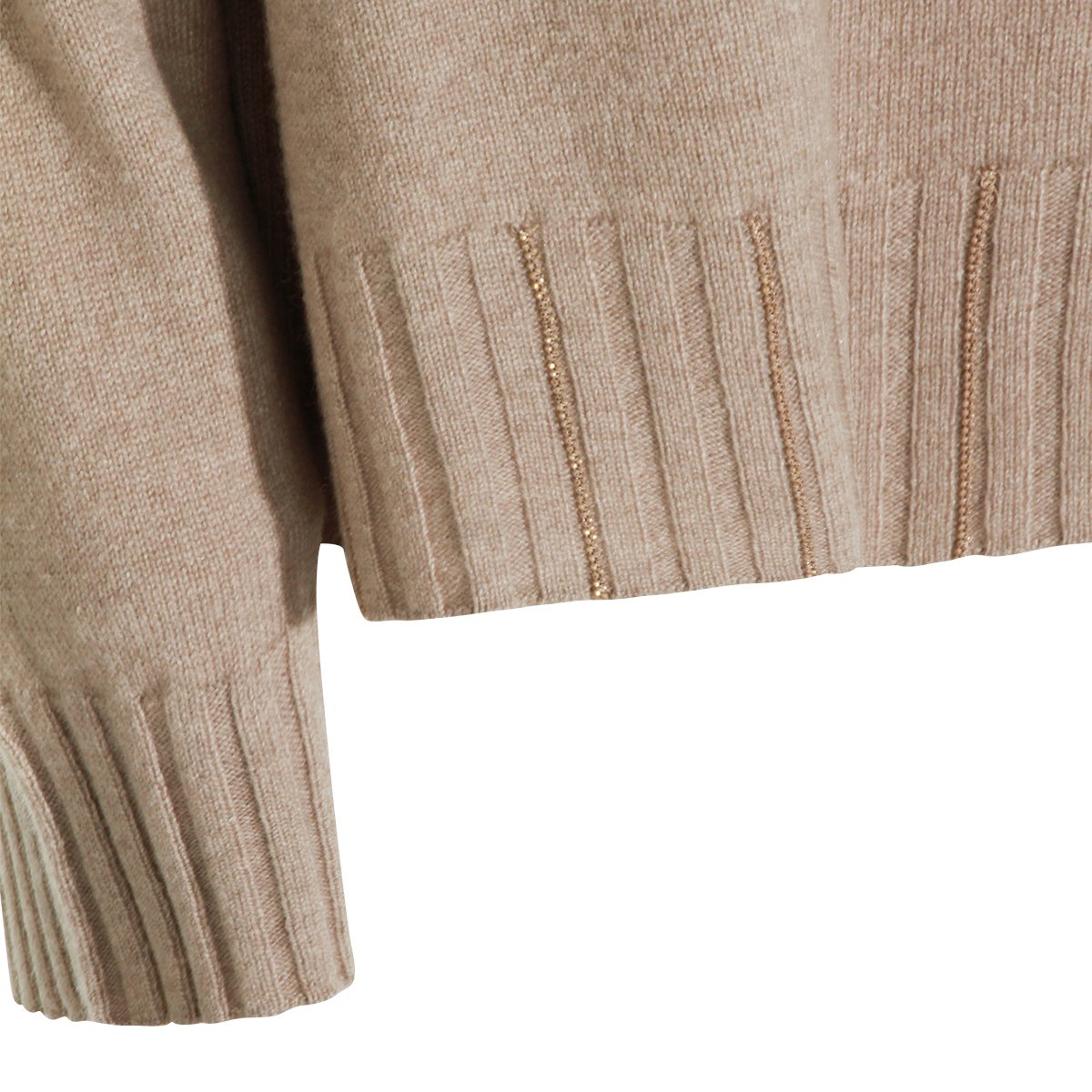 Fabiana Filippi Classic Crew Neck Sweater With Ribbed Detailing Neutraal