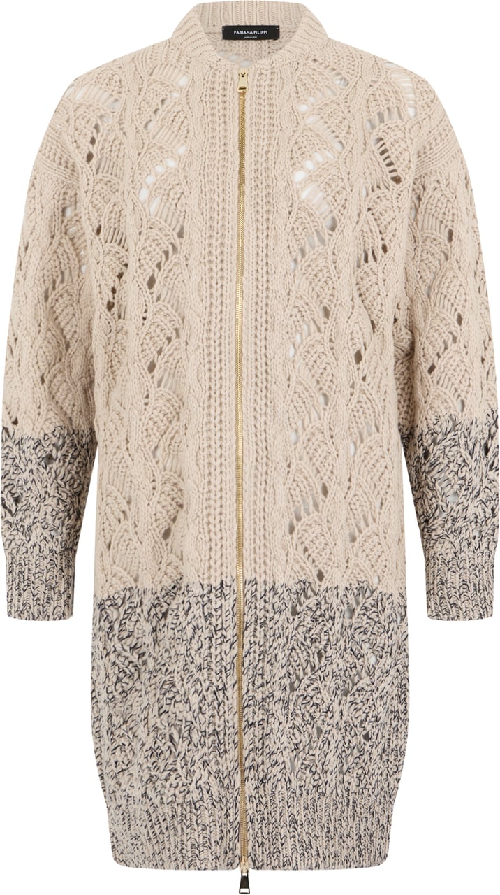 Fabiana Filippi Long cardigan with zip Beige