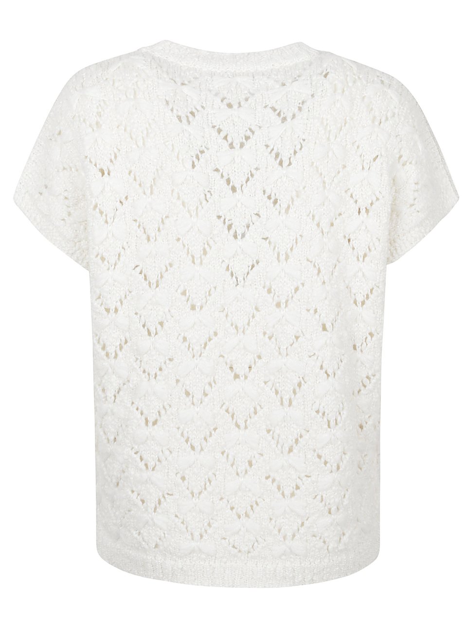 Fabiana Filippi White Cotton Cardo Sequin T-Shirt Wit