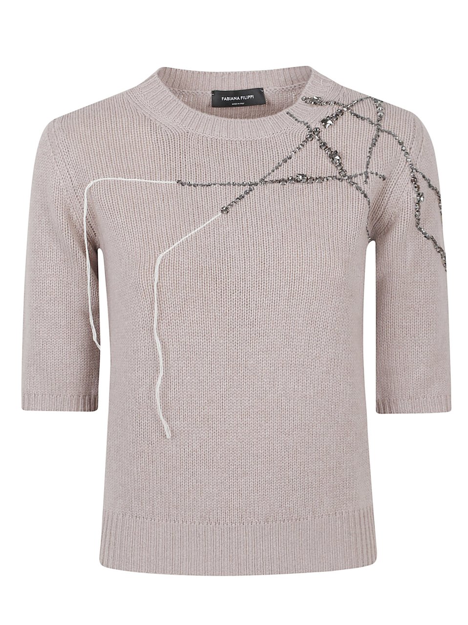 Fabiana Filippi Diamond Cashmere Knit Short-Sleeve Top Roze