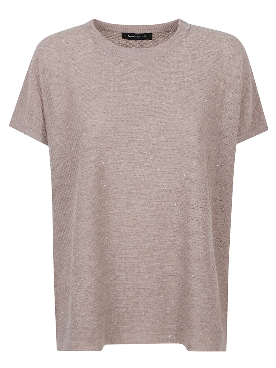 Fabiana Filippi Boxy Fit Short-Sleeved Top with Textured Knit Neutraal