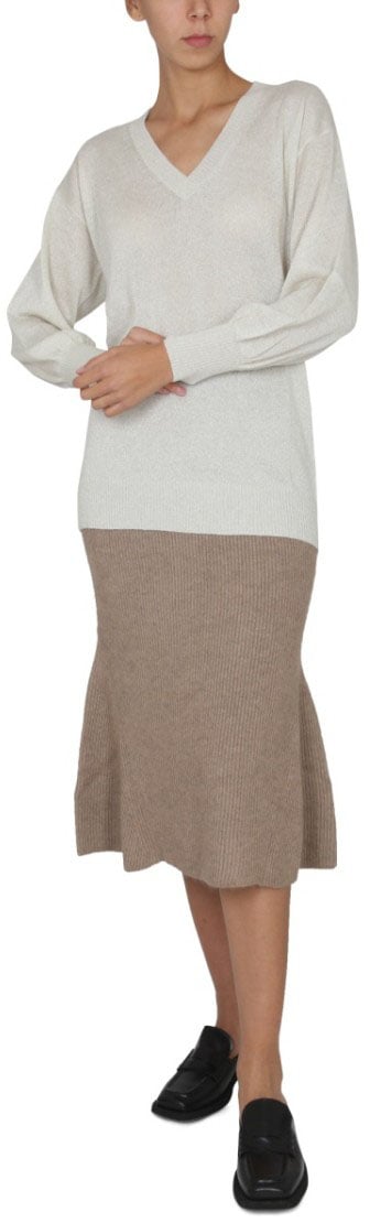 Fabiana Filippi Relaxed Fit V-Neck Jersey Wit