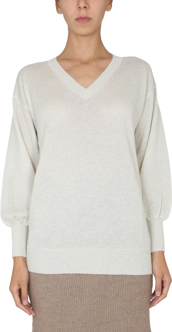 Fabiana Filippi Relaxed Fit V-Neck Jersey Wit