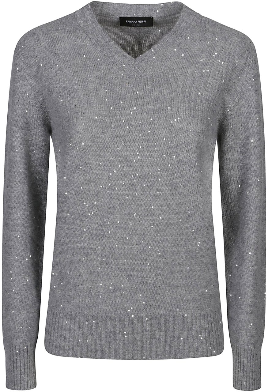 Fabiana Filippi V-neck Sweater Grey Grijs
