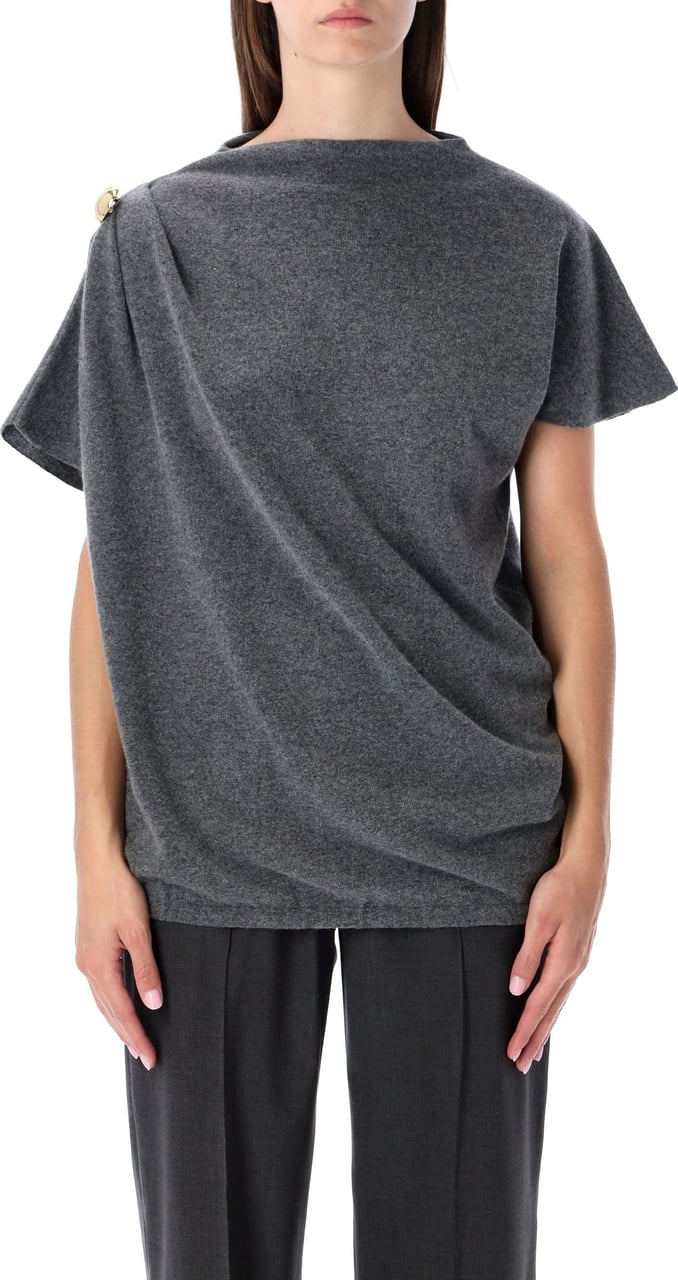 Fabiana Filippi Asimmetric Top With Detail On Shoulder Grigio Grijs