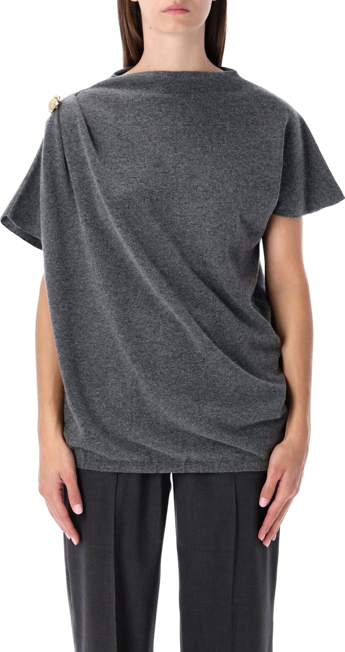 Fabiana Filippi Wool Blend Drape Top Fabiana Filippi Grijs