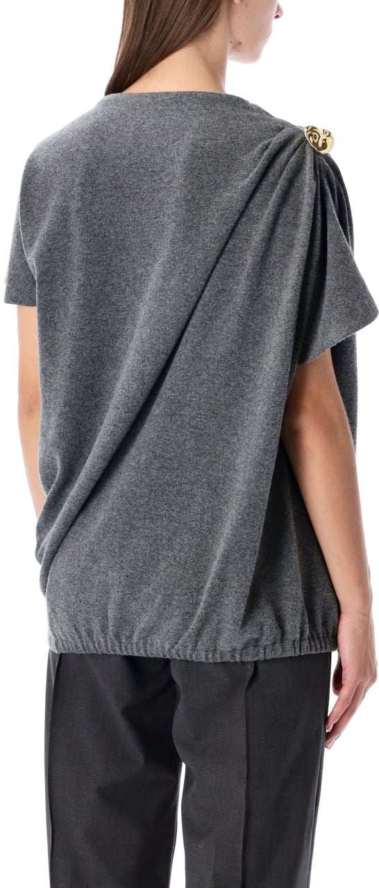 Fabiana Filippi Wool Blend Drape Top Fabiana Filippi Grijs
