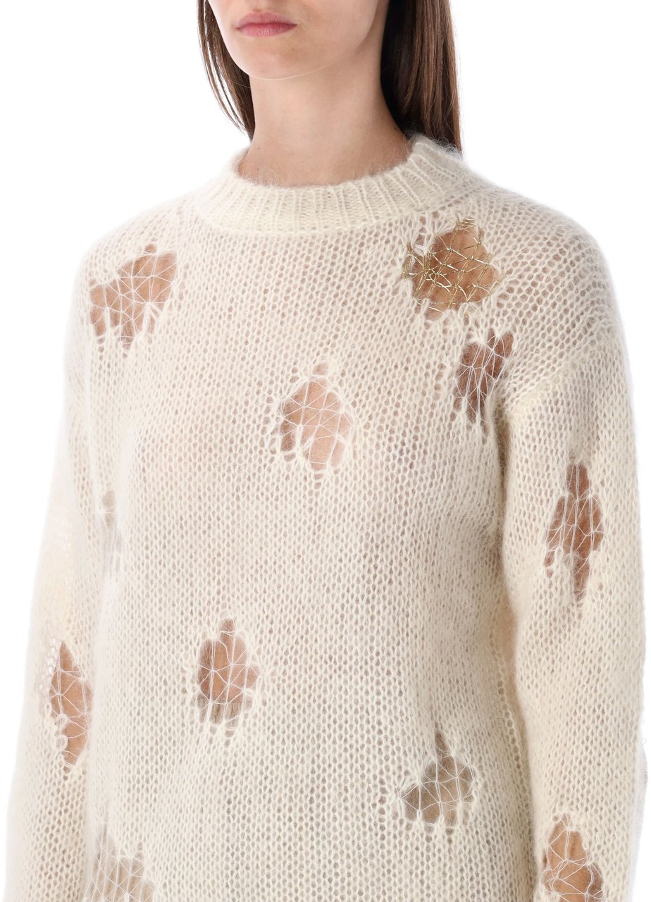 Fabiana Filippi Mohair Sweater With Gold Detail Burro Beige