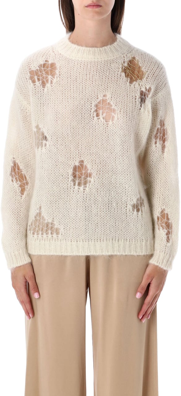 Fabiana Filippi Mohair Sweater With Gold Detail Burro Beige