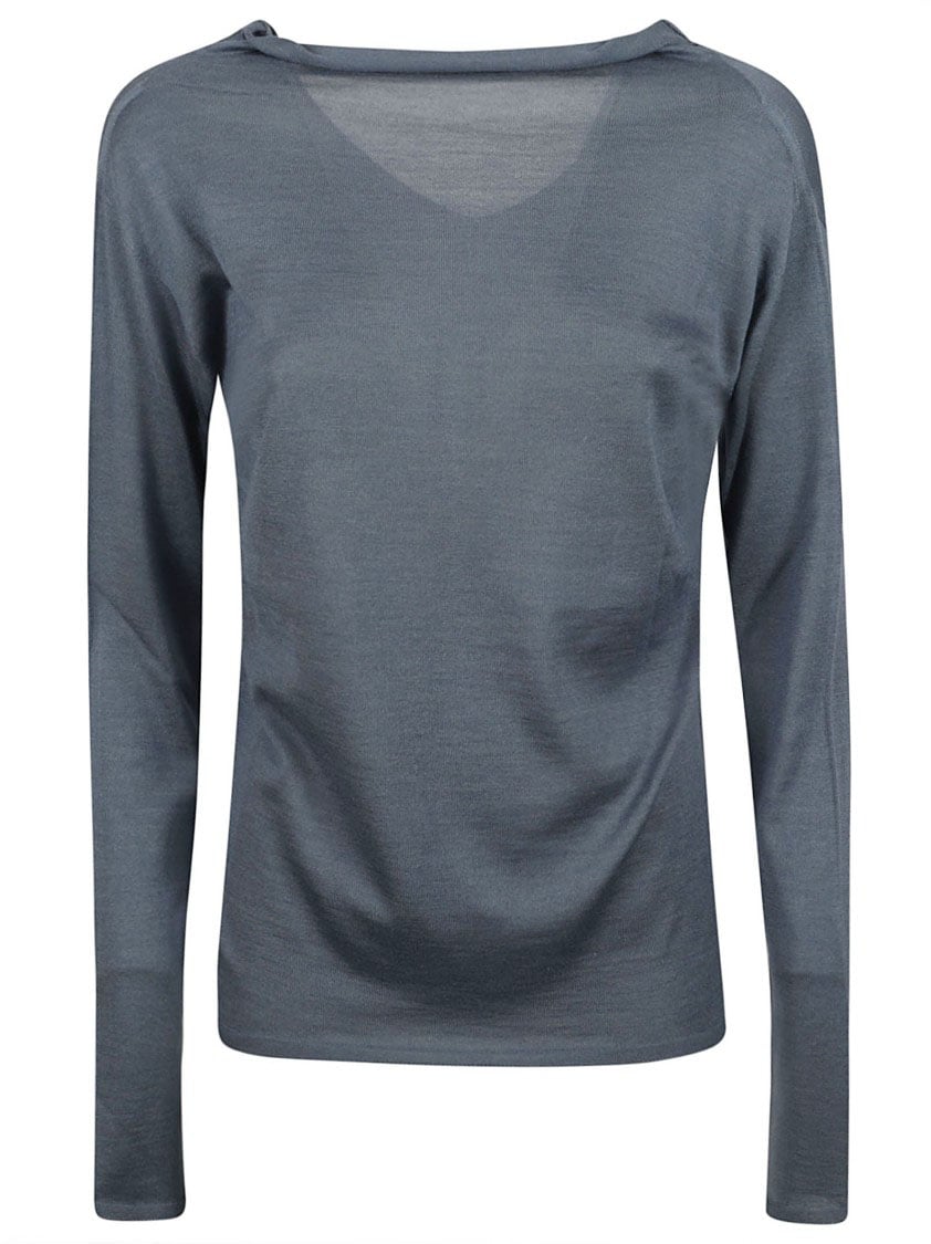 Fabiana Filippi Relaxed Fit Grey V-Neck Sweater Grijs