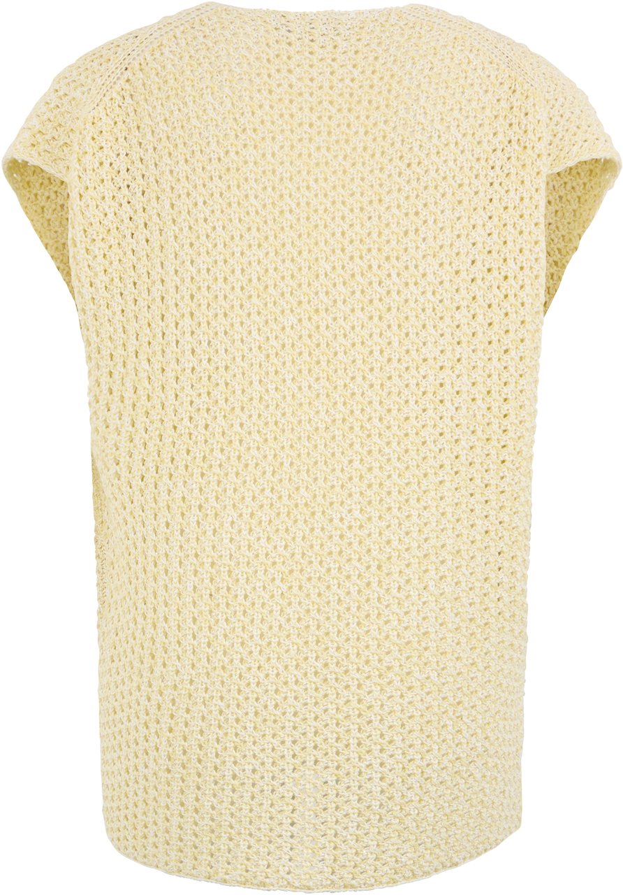 Fabiana Filippi Light knitted vest with deep V-neck Geel