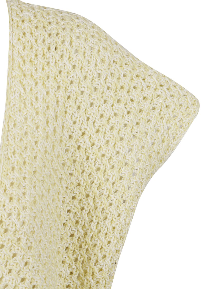 Fabiana Filippi Open-Knit Jacket With Deep V-Neckline Neutraal