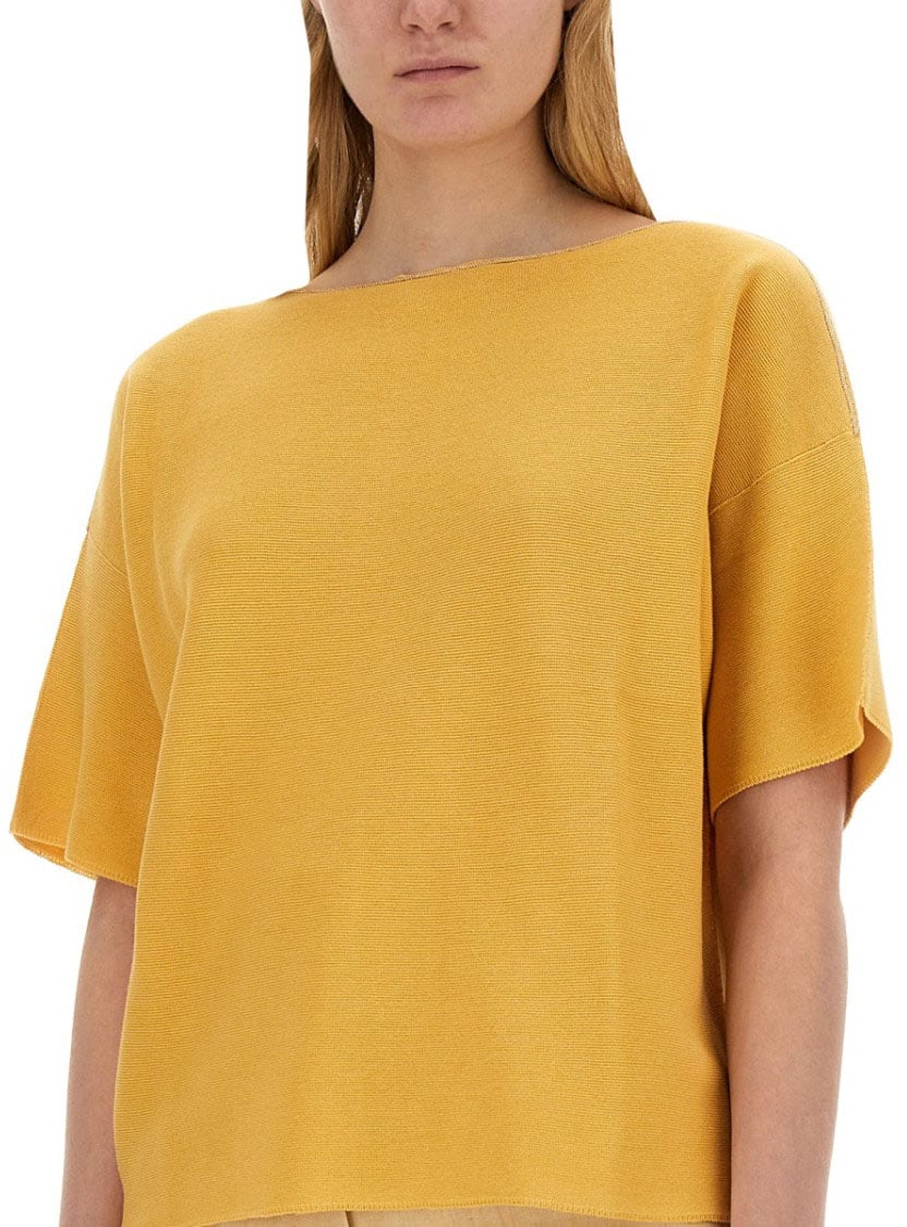 Fabiana Filippi Relaxed-Fit Cotton Top With Wide Neckline Oranje