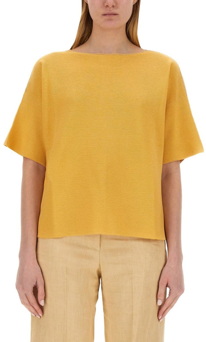 Fabiana Filippi Relaxed-Fit Cotton Top With Wide Neckline Oranje