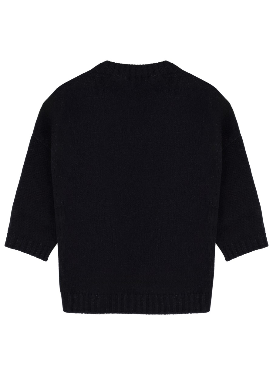 Fabiana Filippi Neutrals Cropped Ribbed Knit Wool Sweater Zwart