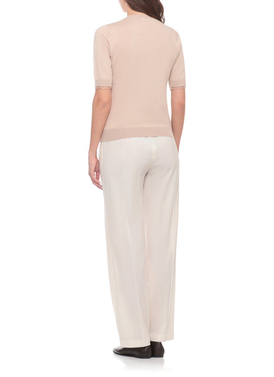 Fabiana Filippi Beige Light Point Wool Short-Sleeved Top Neutraal