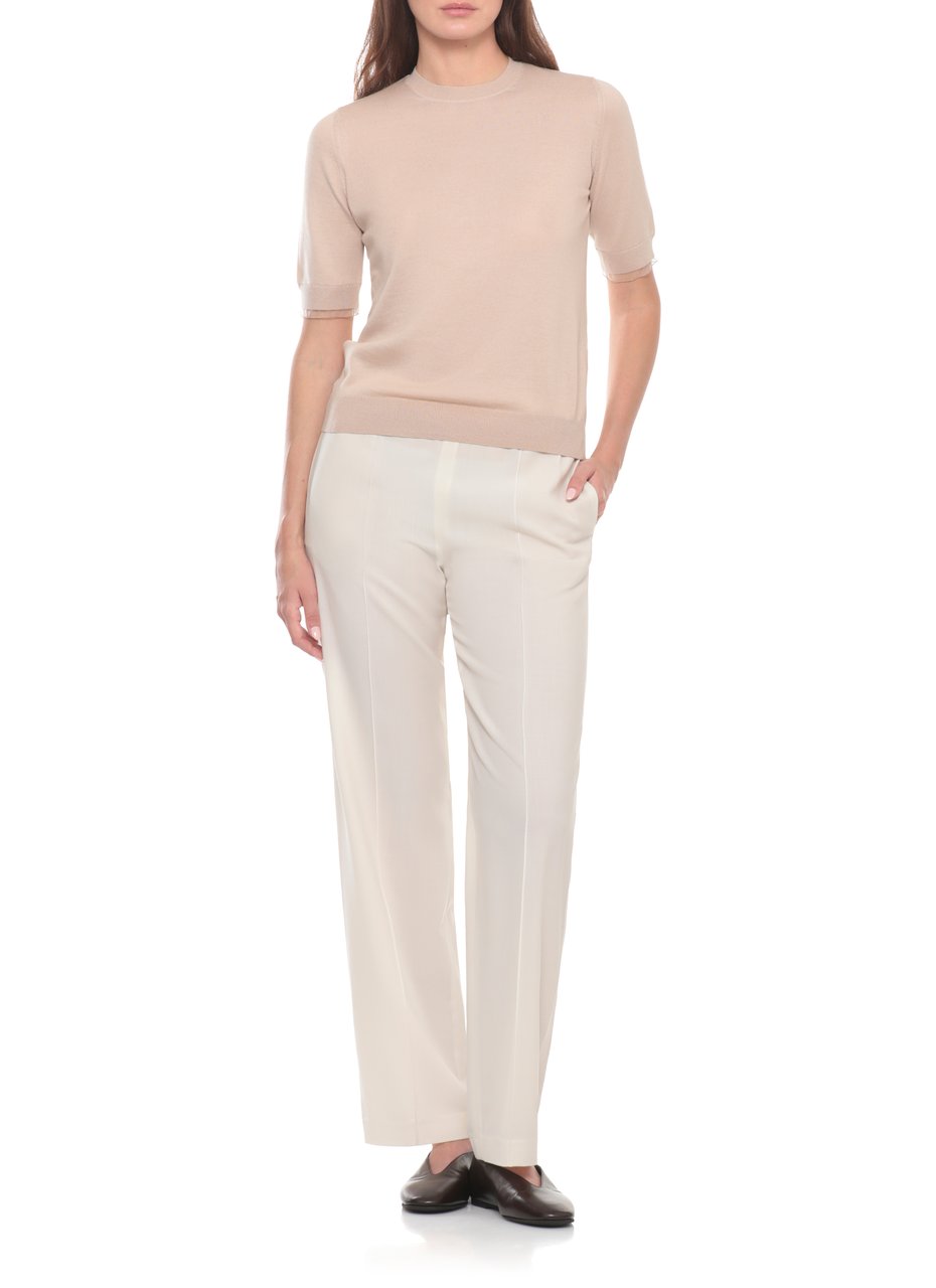 Fabiana Filippi Beige Light Point Wool Short-Sleeved Top Neutraal