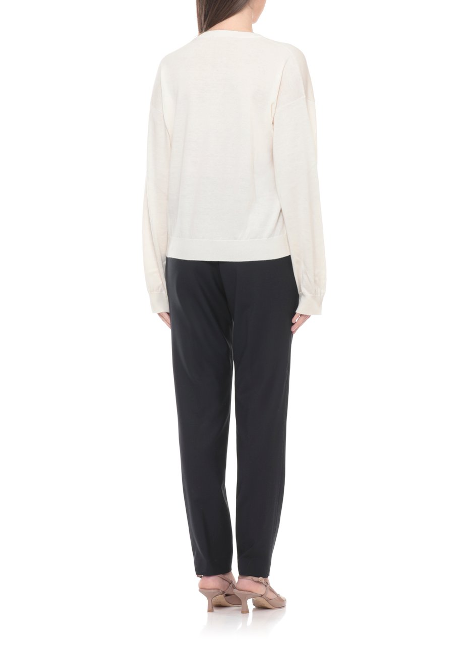 Fabiana Filippi Ivory Lightpoint Detail V-Neck Sweater Neutraal