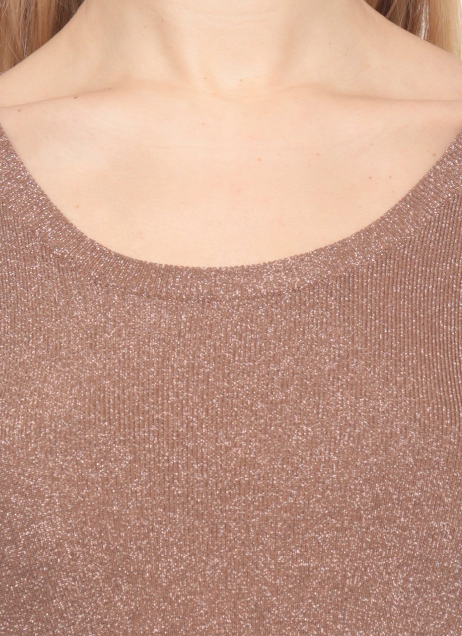 Fabiana Filippi Brown Lurex Long Sleeve Sweater Bruin