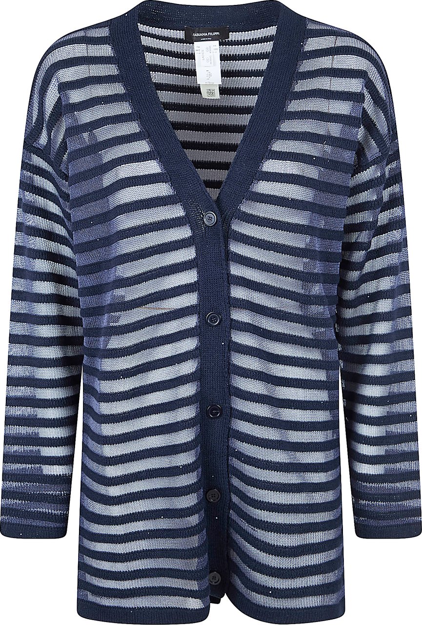 Fabiana Filippi Oversized Sheer Knit Cardigan Grijs