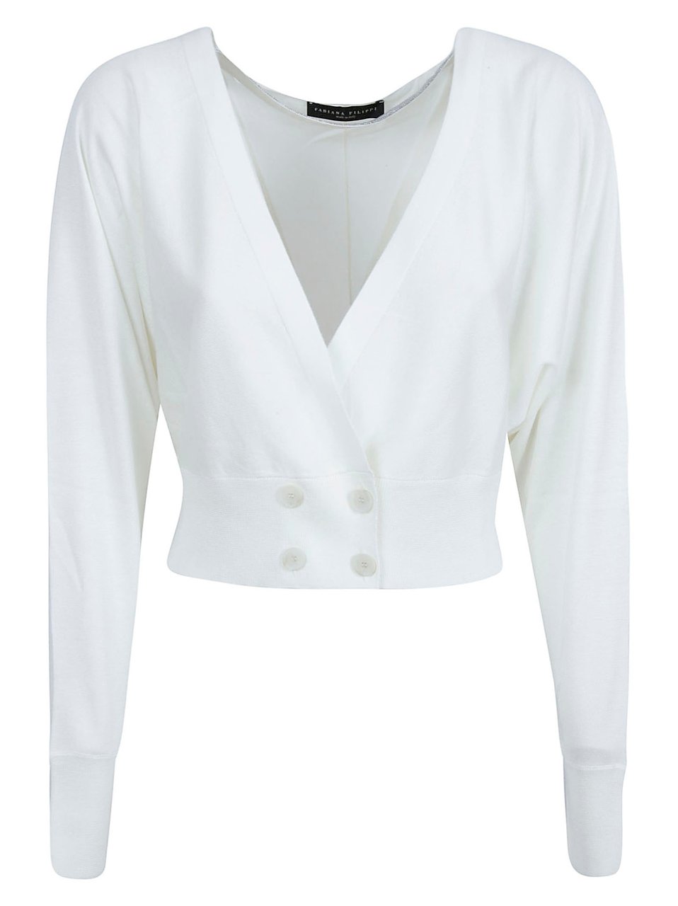 Fabiana Filippi Minimalist White Sweater with Silk-Cotton Blend Wit