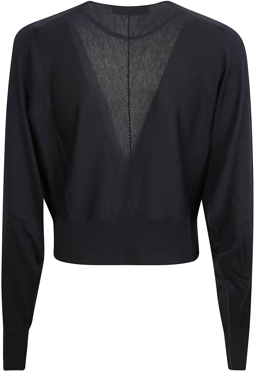 Fabiana Filippi Cropped Sweater with Deep V-Neckline Zwart
