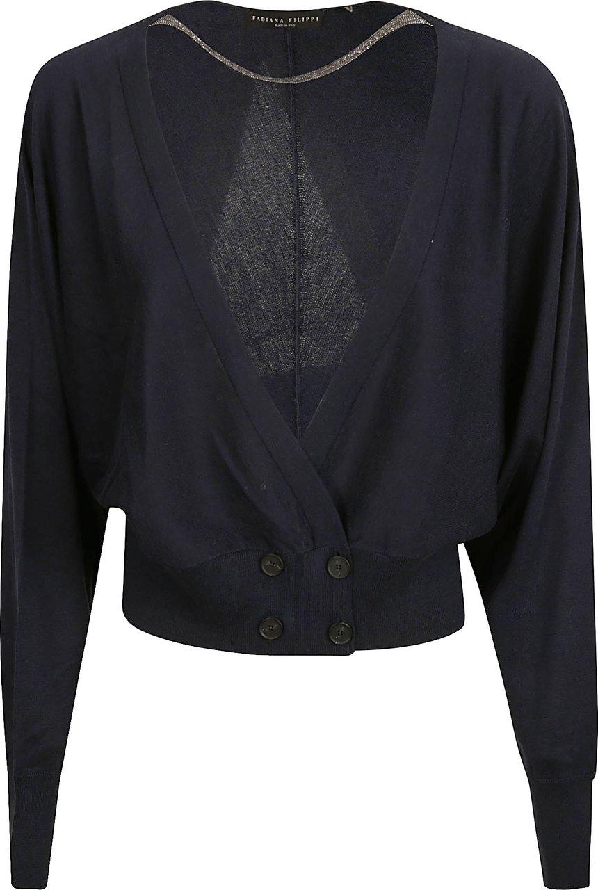 Fabiana Filippi Cropped Sweater with Deep V-Neckline Zwart