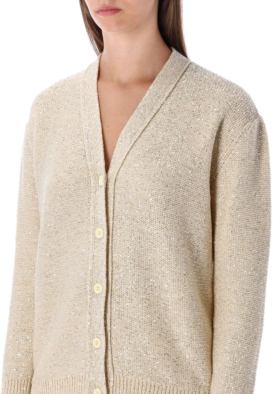 Fabiana Filippi Cardigan Sequin Giallo Geel