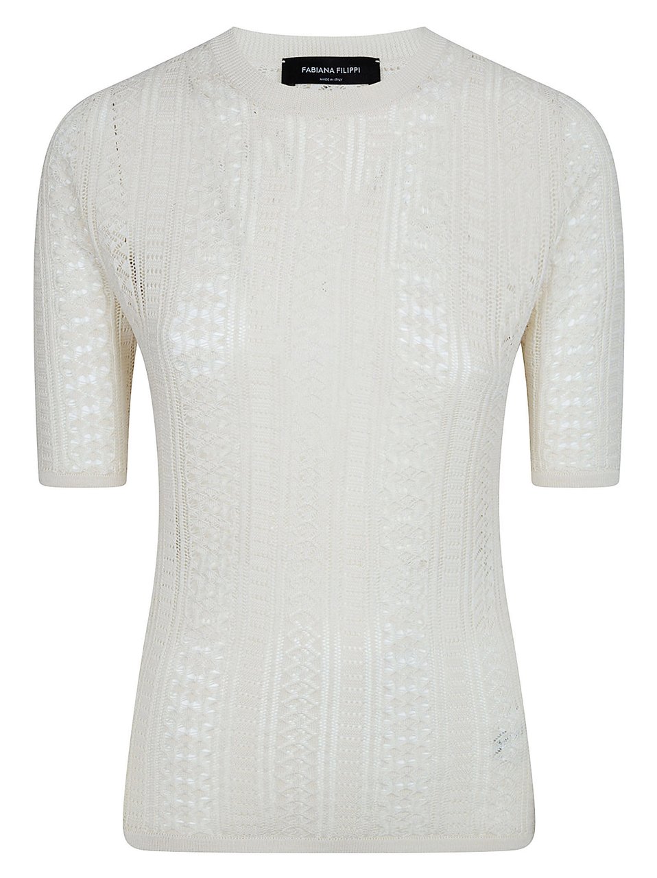 Fabiana Filippi Openwork Knit Top with Round Neckline and Short Sleeves Wit