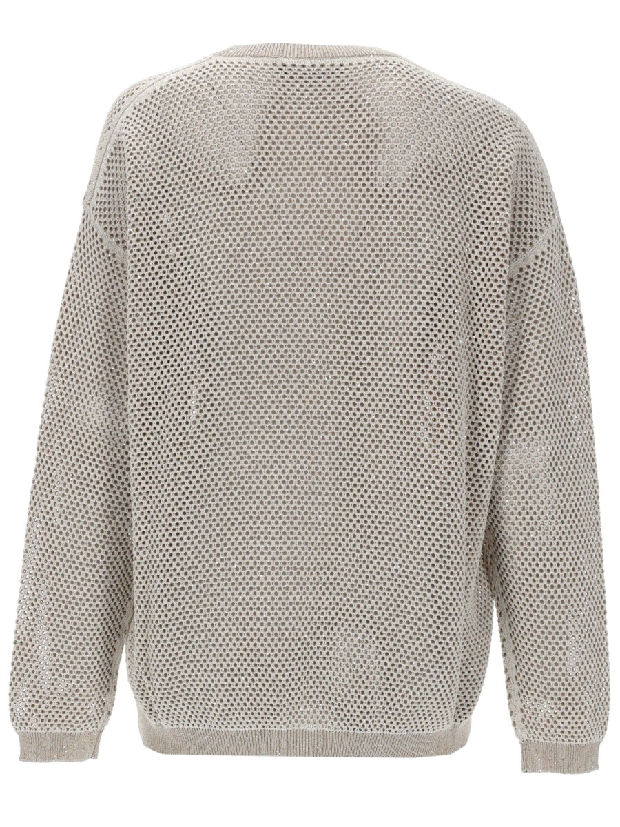 Fabiana Filippi Mesh Like Knit Round Sweater Grijs