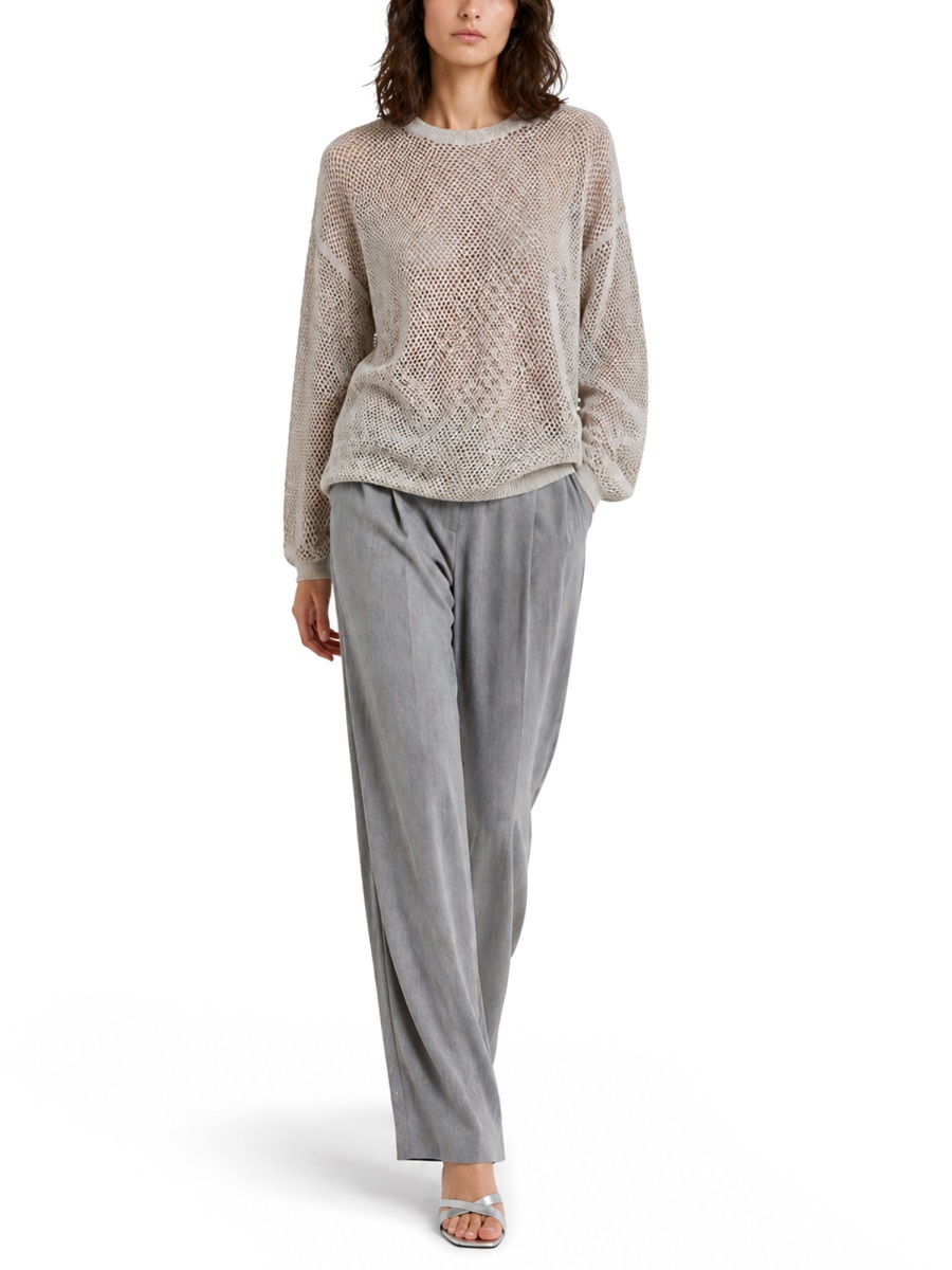 Fabiana Filippi Mesh Like Knit Round Sweater Grijs