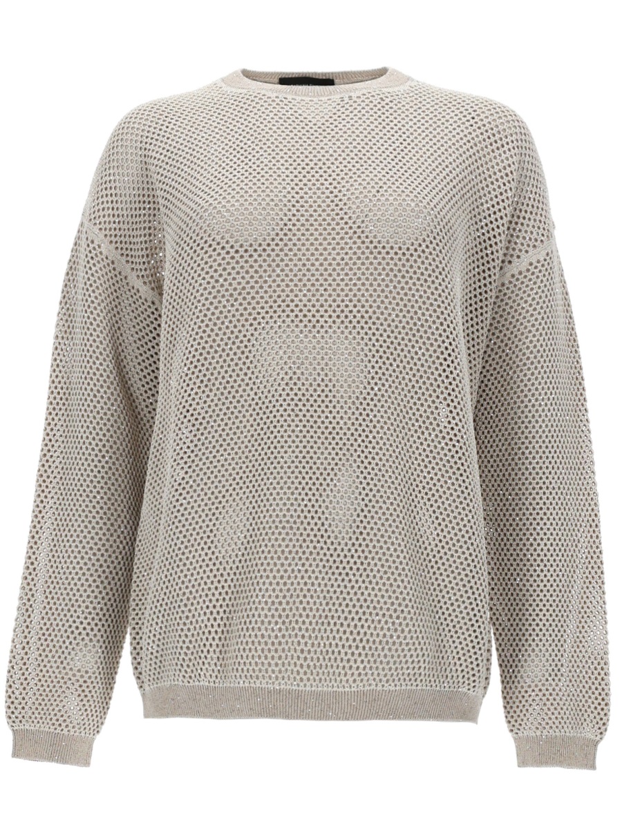 Fabiana Filippi Mesh Like Knit Round Sweater Grijs