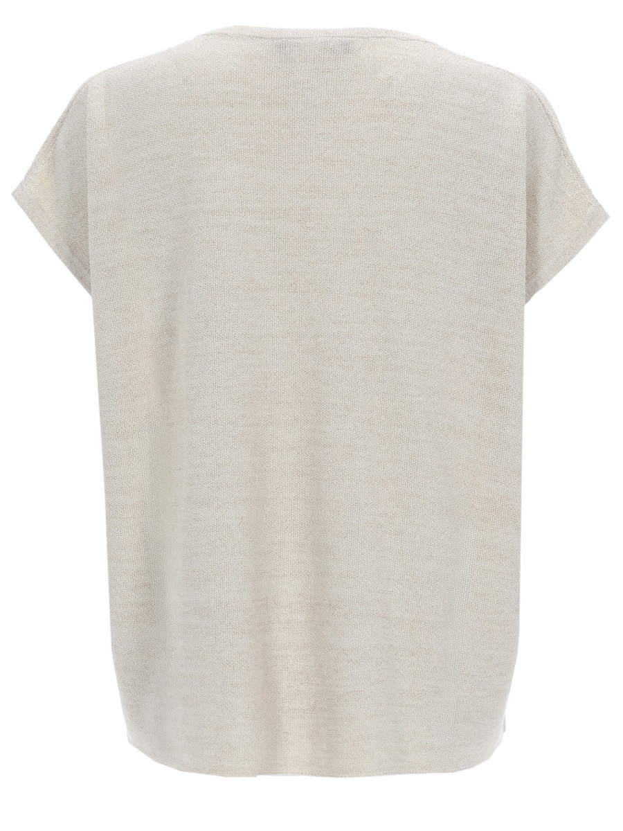 Fabiana Filippi V-Neck Cotton-Blend Knit Top Grijs